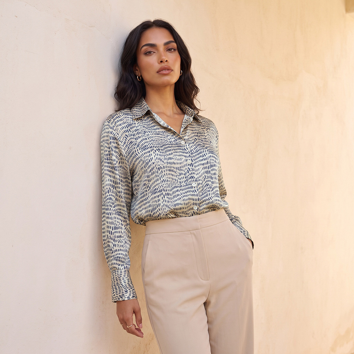 Splash Smart Satin Shirt with Abstract Print-women-clothing-shirtsandblouses-shirts-image-1