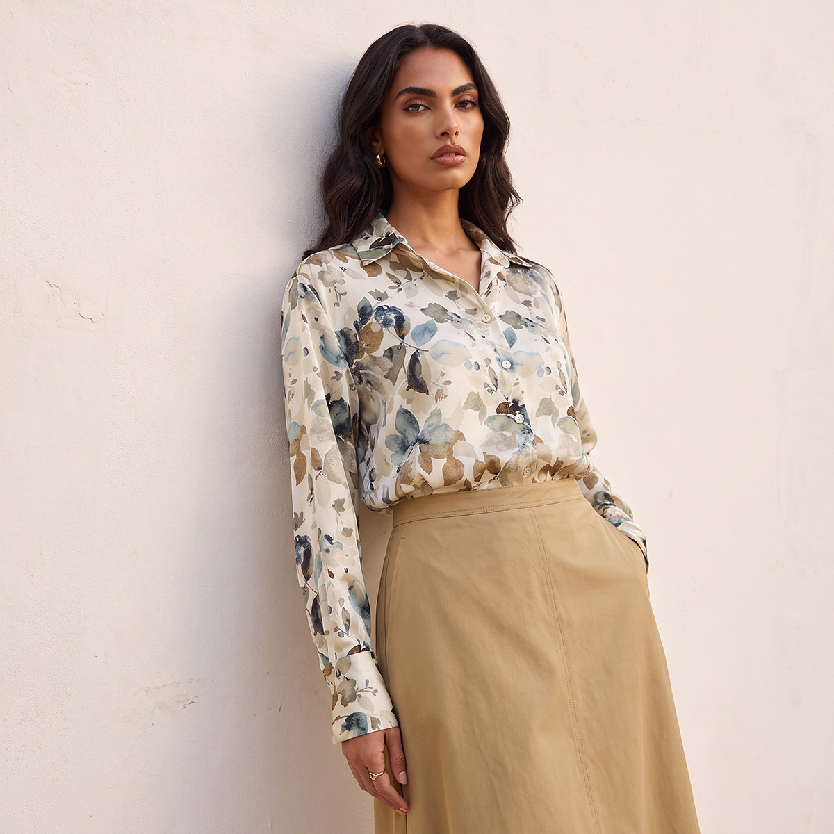 Splash Smart Satin Shirt with Floral Print-women-clothing-shirtsandblouses-shirts-image-1