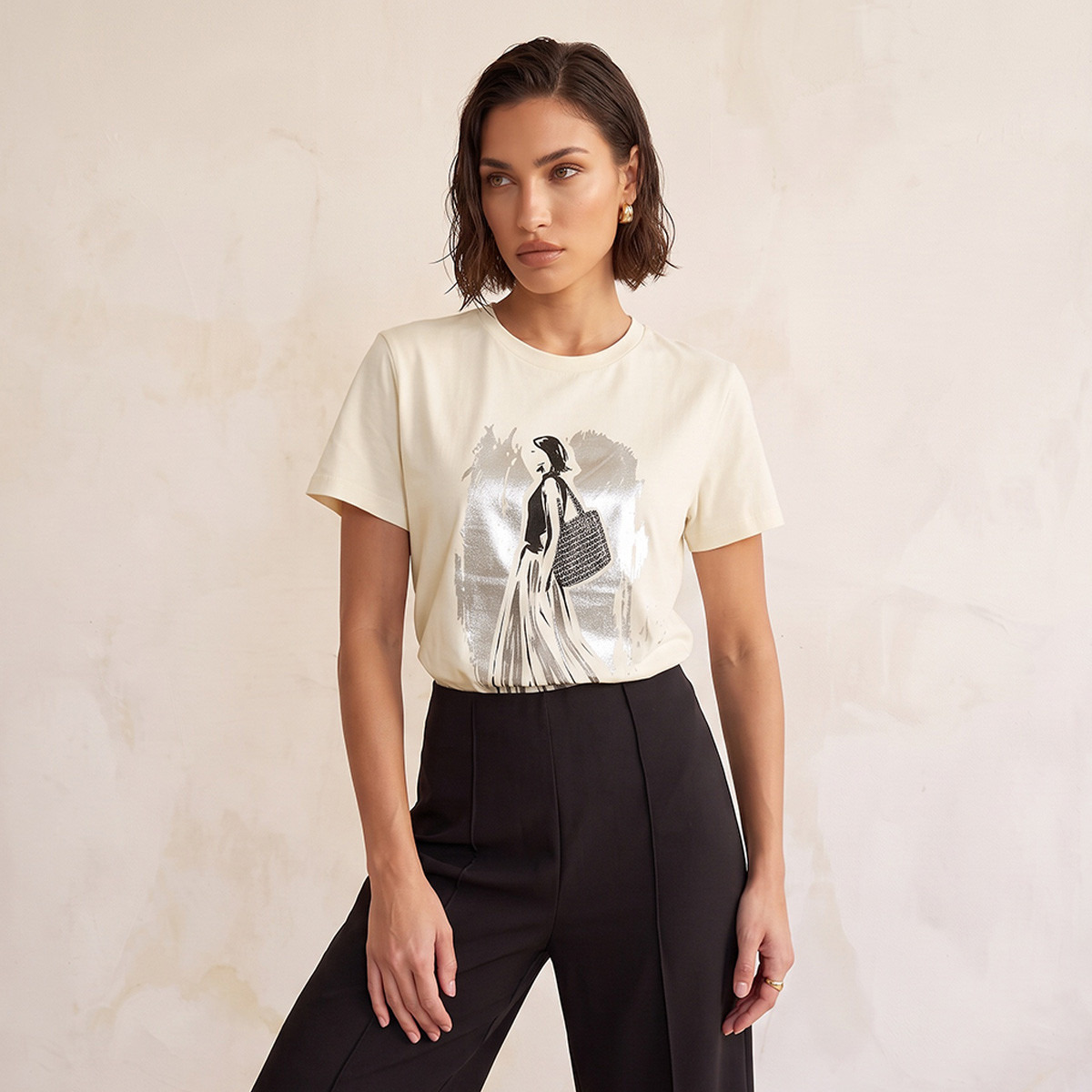 تيشيرت قطن بقصة مريحة وطبعات من سبلاش سمارت-women-clothing-tshirts-image-4