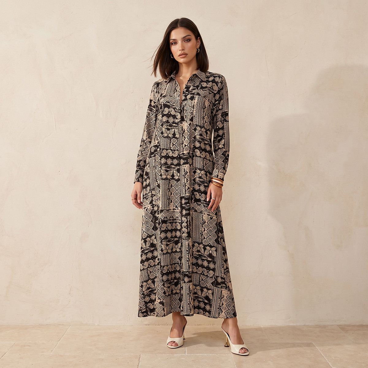 Splash Iconic Maxi Shirt Dress with Concealed Placket-women-clothing-dresses-image-2