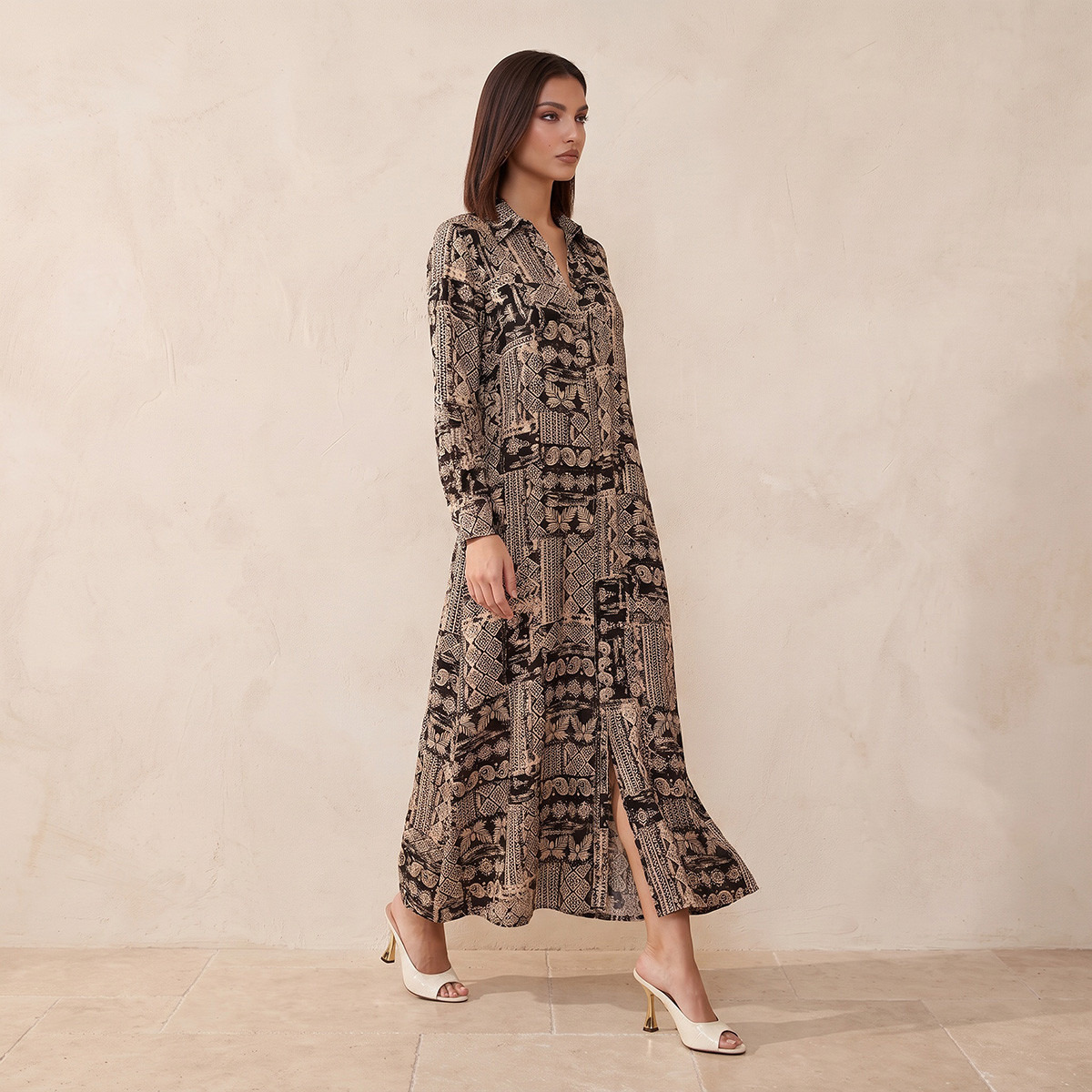 Splash Iconic Maxi Shirt Dress with Concealed Placket-women-clothing-dresses-image-4
