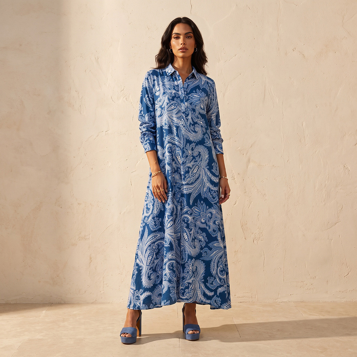 Splash Iconic Maxi Shirt Dress with Concealed Placket-women-clothing-dresses-image-1