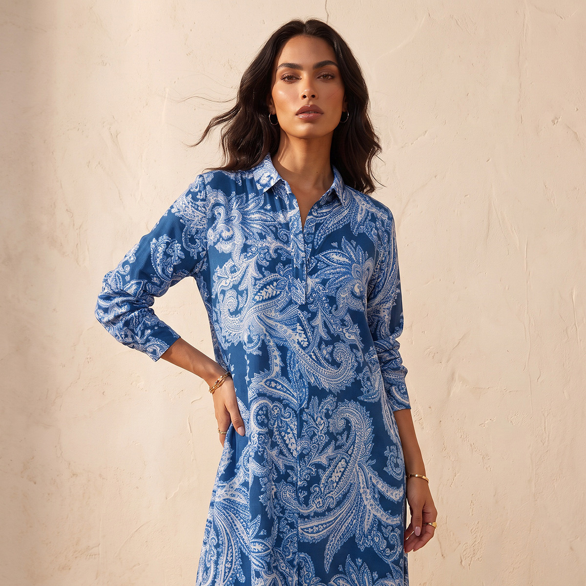 Splash Iconic Maxi Shirt Dress with Concealed Placket-women-clothing-dresses-image-3