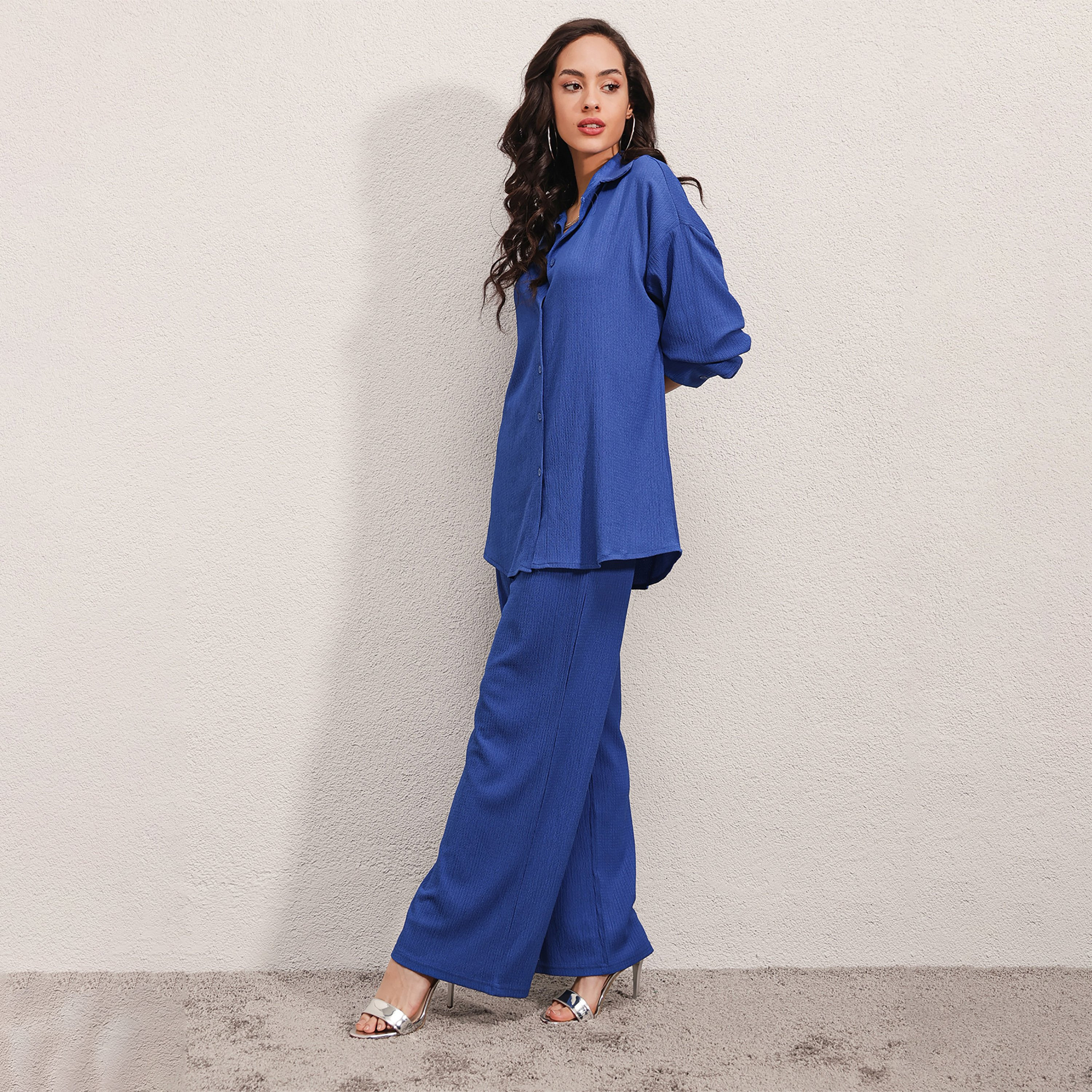 Bigdart Women's Botanical Print Drop Shoulder Sleeves Shirt & Trousers Set-women-clothing-coordsets-image-9