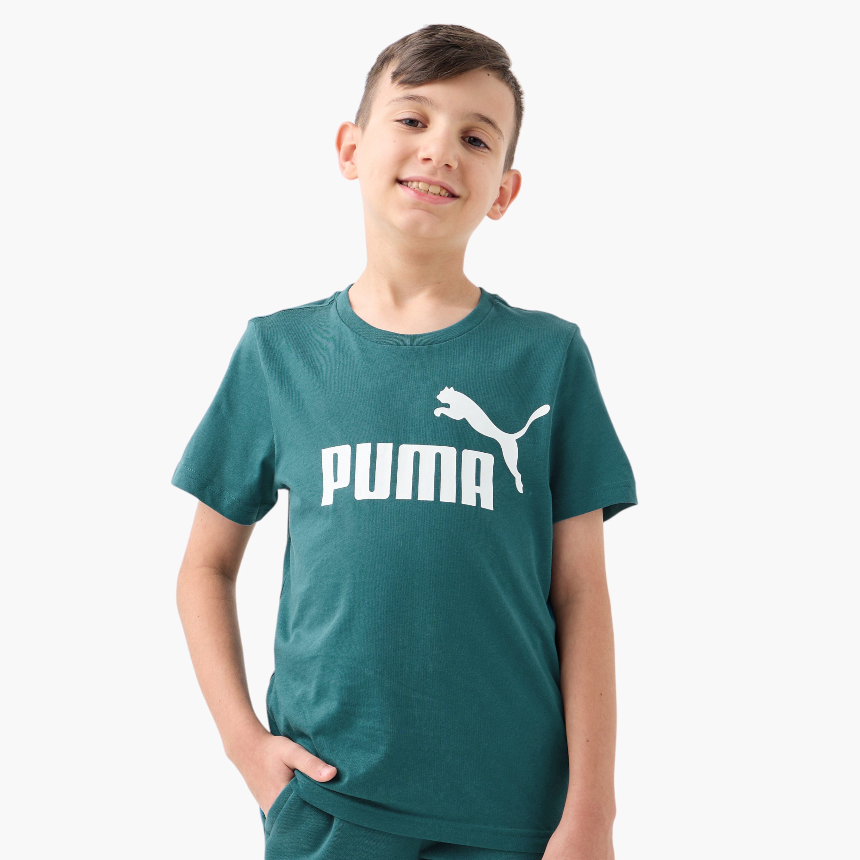 Buy PUMA Logo Print Short Sleeves T shirt with Crew Neck Online Babyshop Kuwait