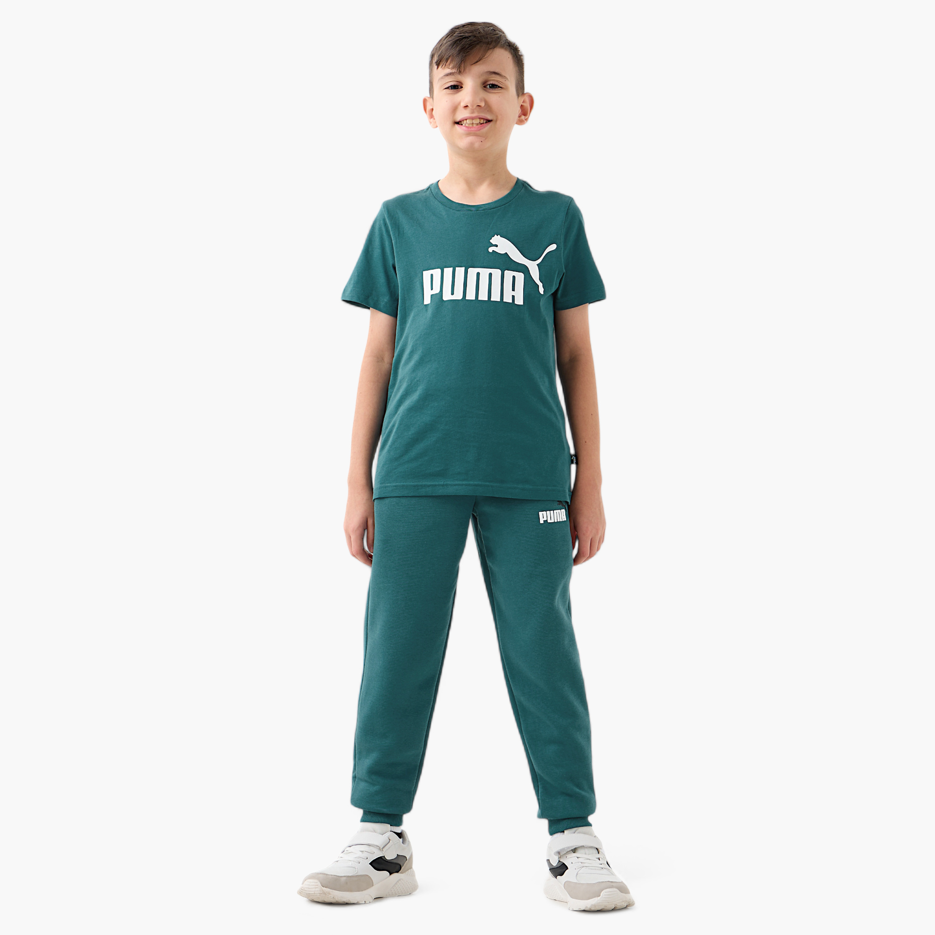 PUMA Logo Print Short Sleeves T-shirt with Crew Neck-sports-boys-clothing-tops-image-2
