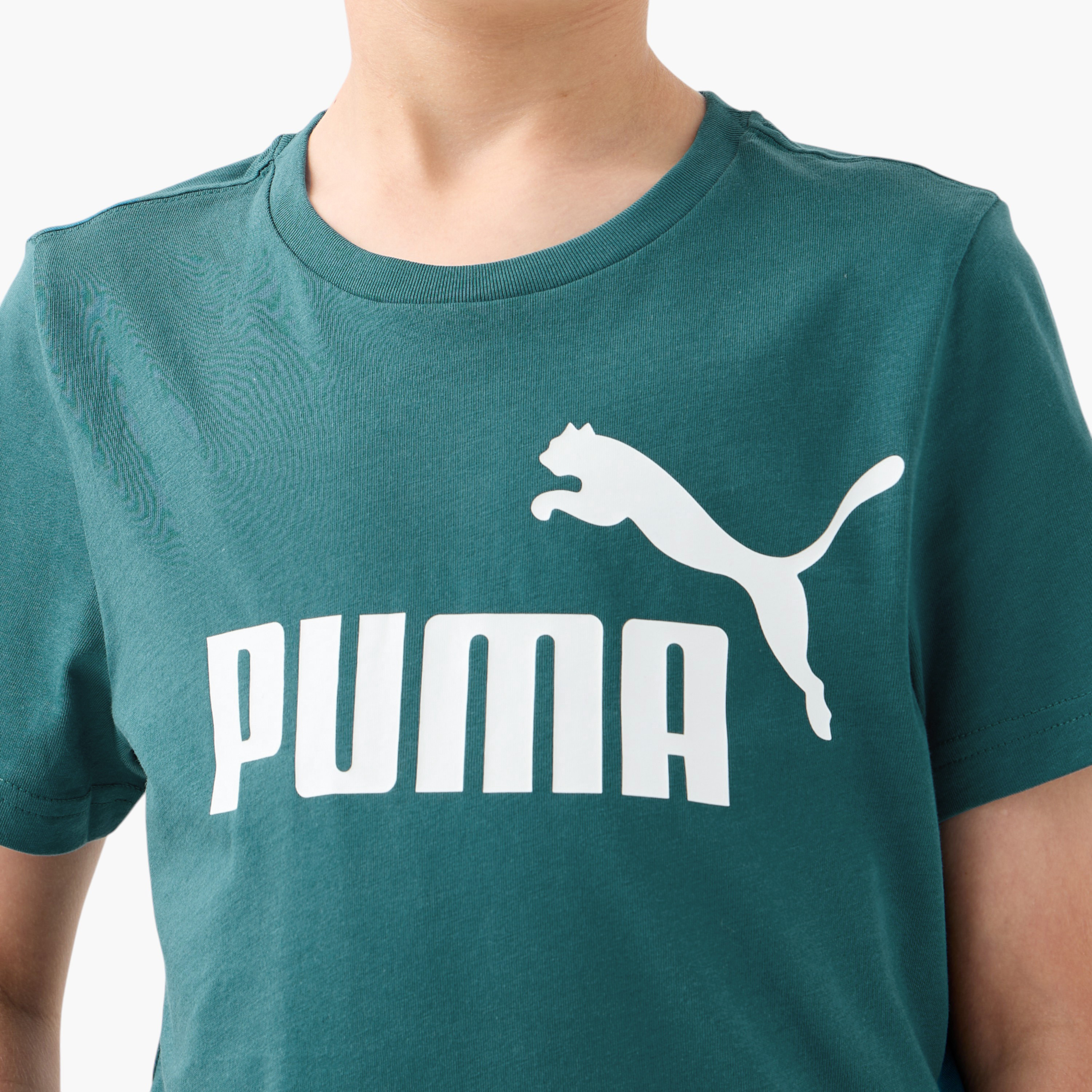 PUMA Logo Print Short Sleeves T-shirt with Crew Neck-sports-boys-clothing-tops-image-4