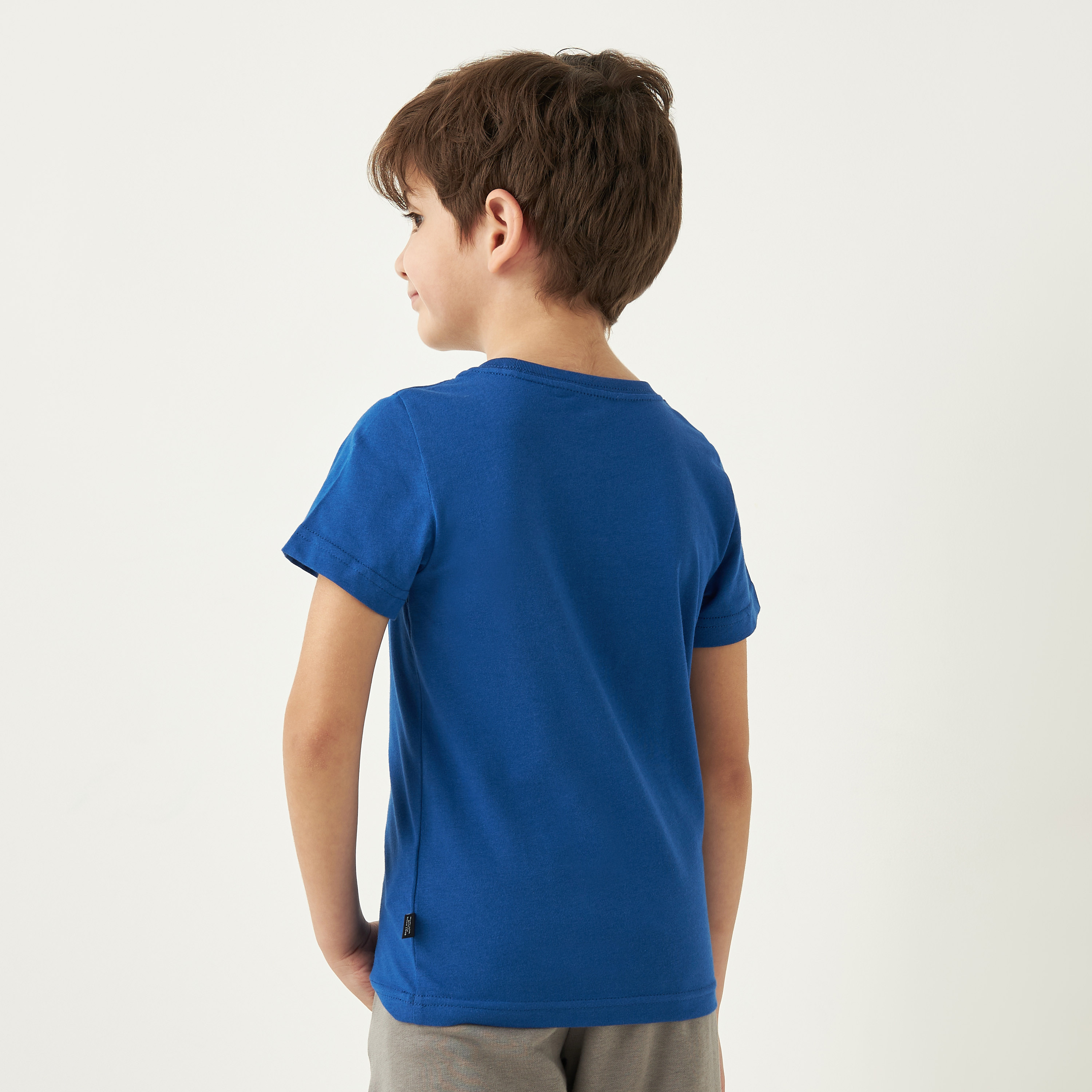PUMA Logo Print T-shirt with Short Sleeves and Round Neck-sports-boys-clothing-tops-image-3