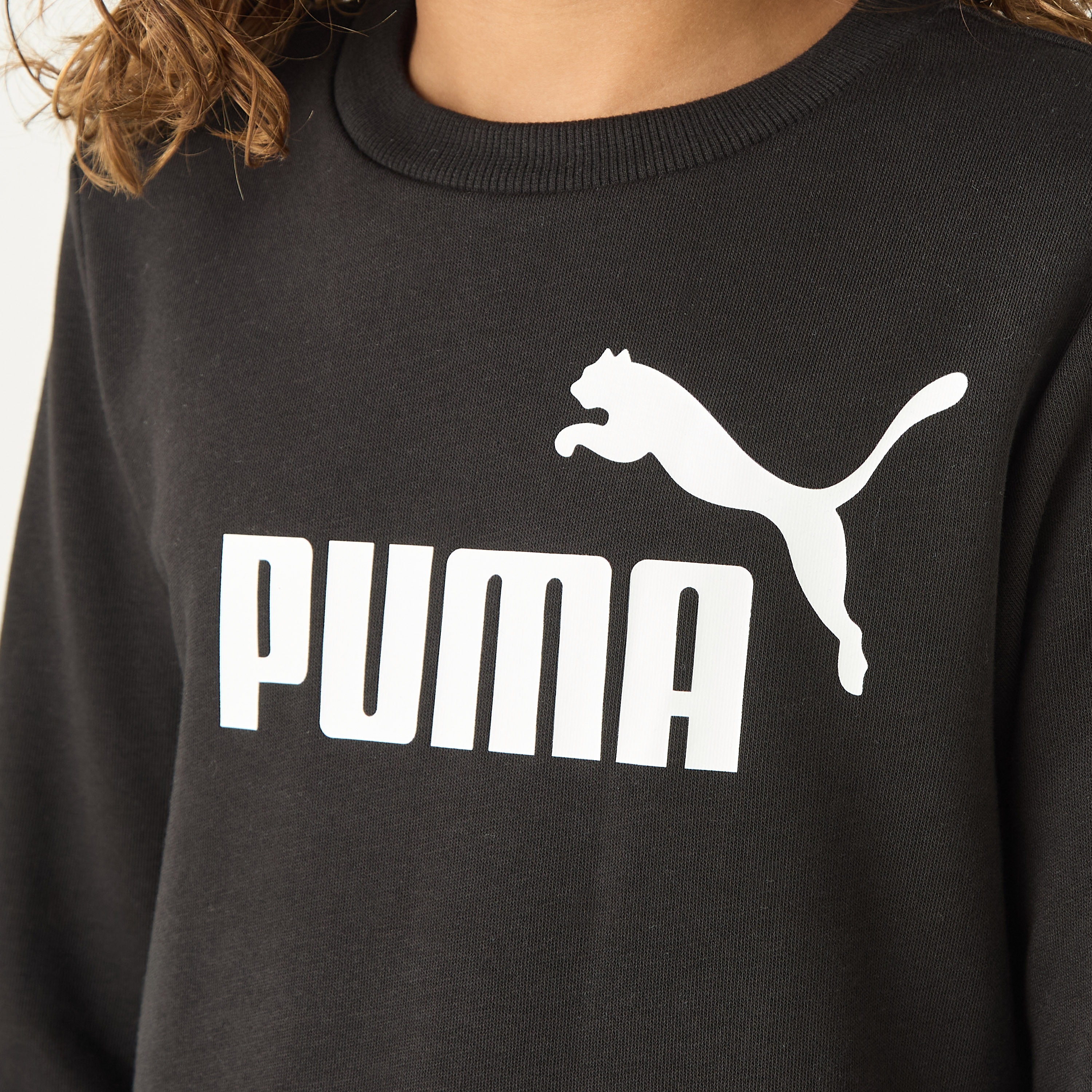 PUMA Logo Print Crew Neck Sweatshirt with Long Sleeves-boys-clothing-sportswear-tops-image-4