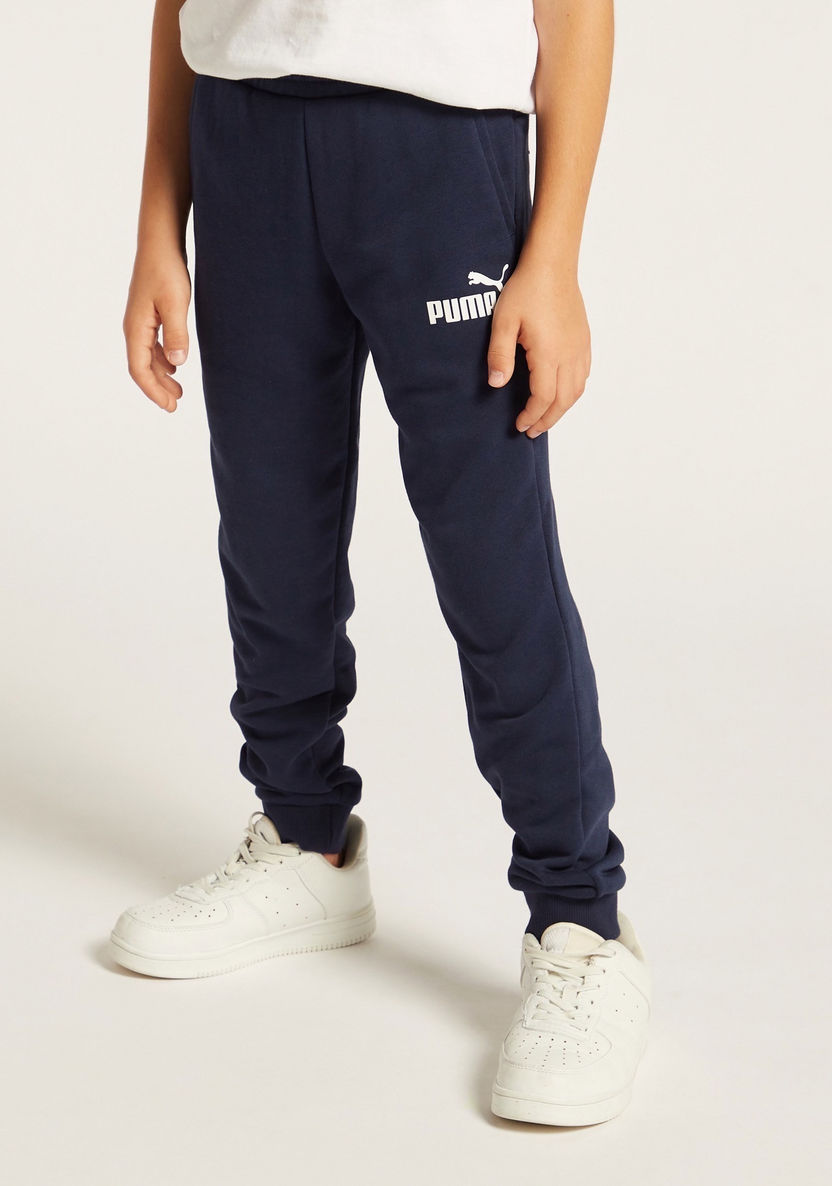 PUMA Logo Print Jog Pants with Pockets and Elasticated Waistband-Bottoms-image-0