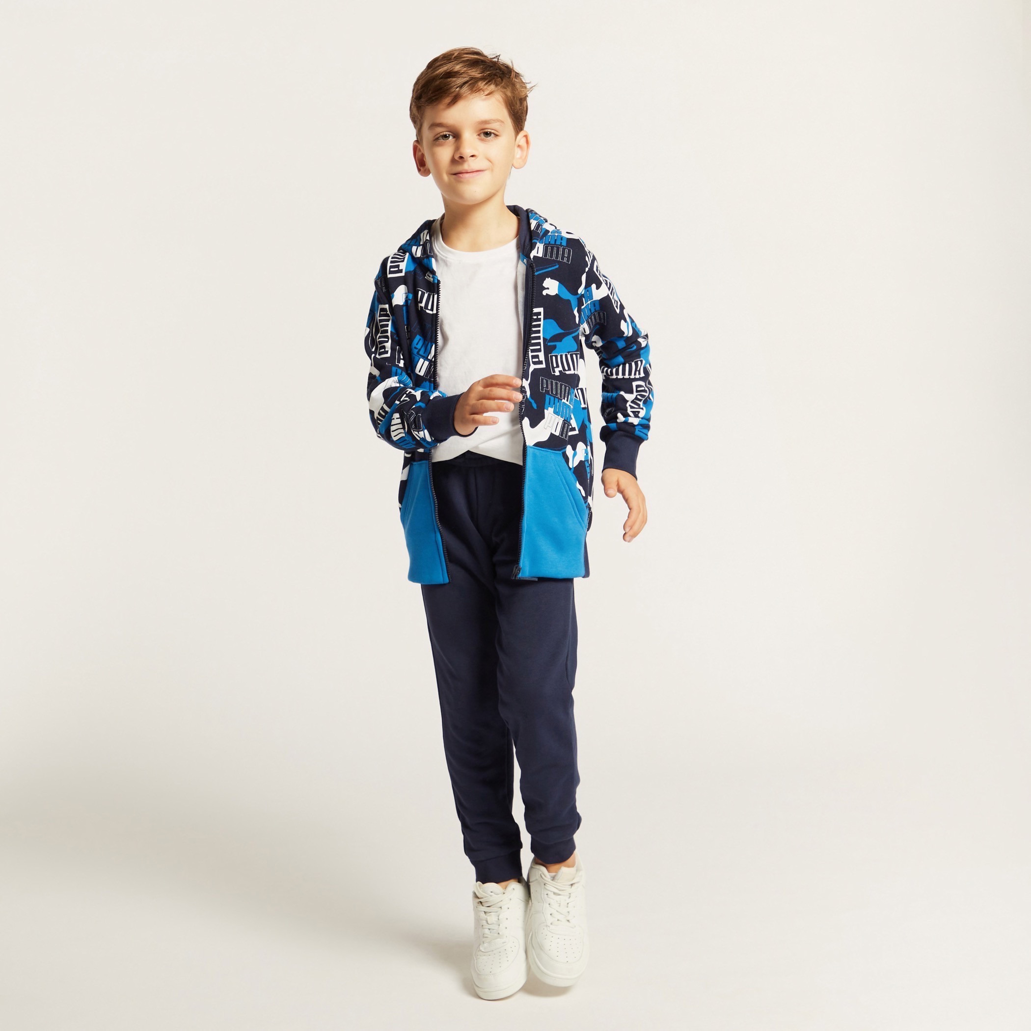 PUMA Logo Print Jog Pants with Pockets and Elasticated Waistband-boys-clothing-bottoms-joggersandtrackpants-image-2