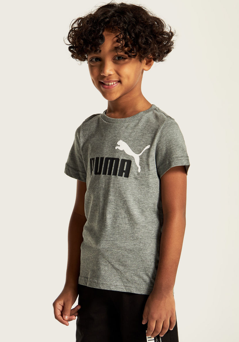 PUMA Logo Print T-shirt with Crew Neck and Short Sleeves-Tops-image-1