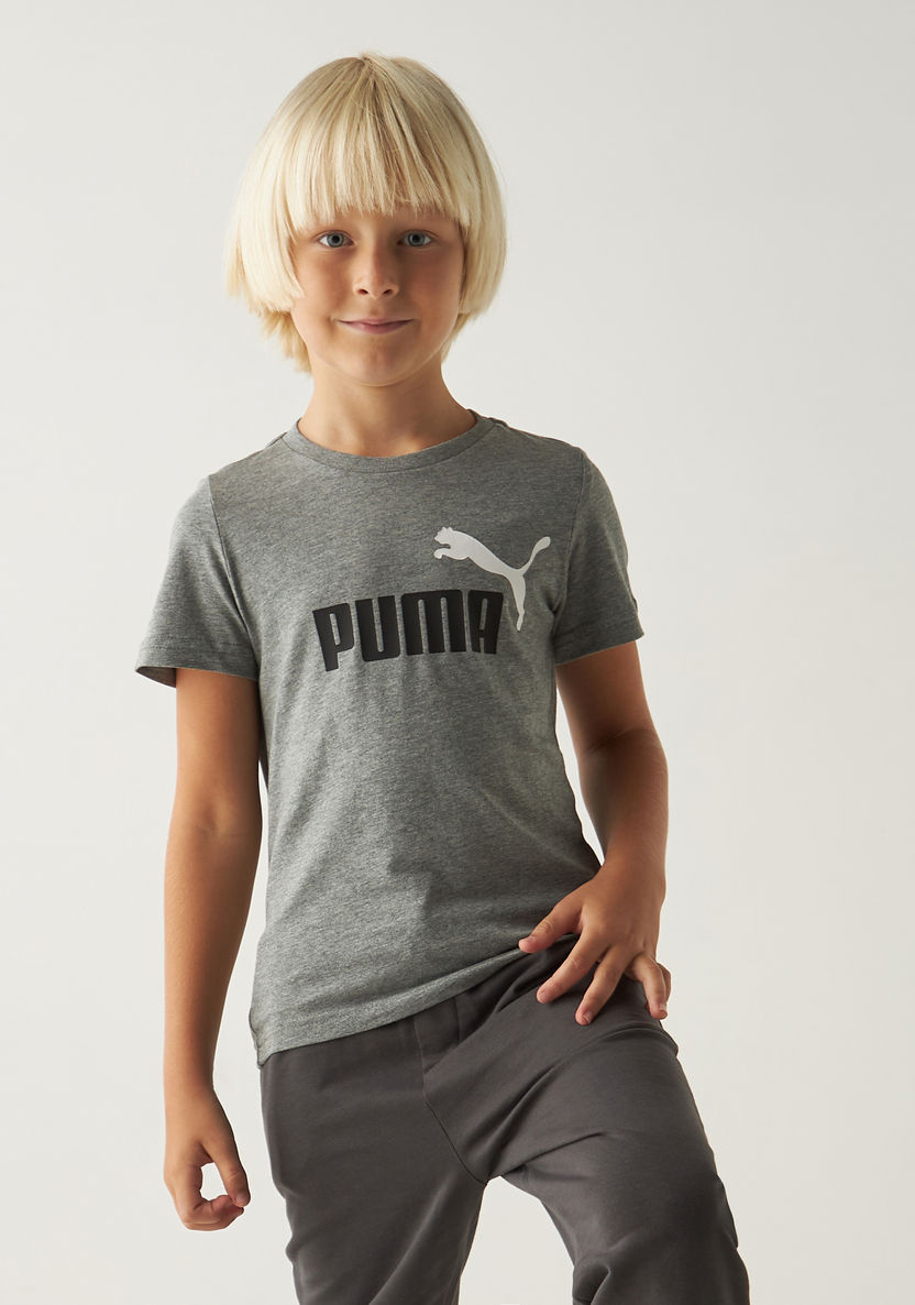 PUMA Logo Print T-shirt with Crew Neck and Short Sleeves-Tops-image-0