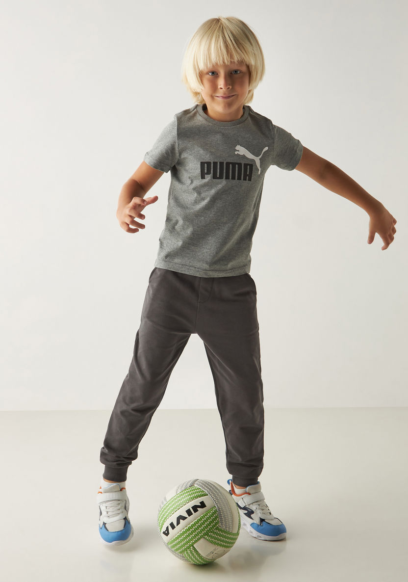 PUMA Logo Print T-shirt with Crew Neck and Short Sleeves-Tops-image-1