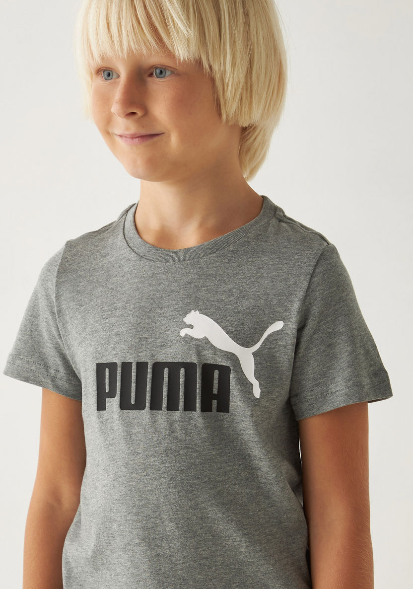 PUMA Logo Print T-shirt with Crew Neck and Short Sleeves-Tops-image-2