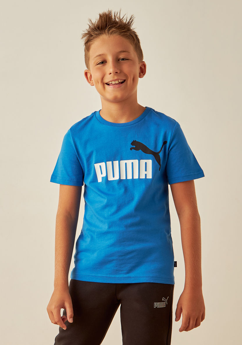 PUMA Logo Print Crew Neck T-shirt-Tops-image-0