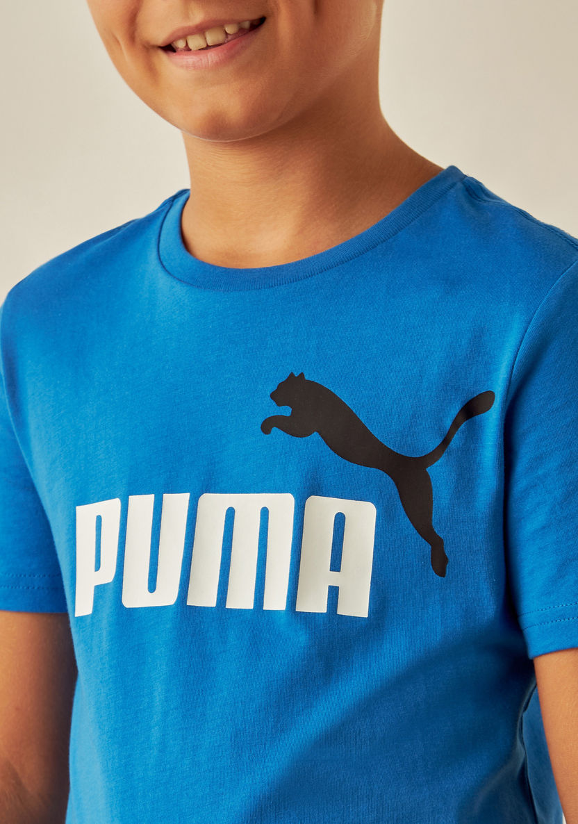 PUMA Logo Print Crew Neck T-shirt-Tops-image-3