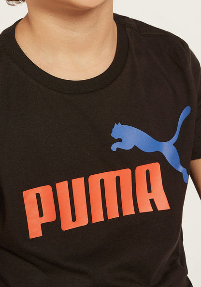 PUMA Logo Print Round Neck T-shirt with Short Sleeves-Tops-image-2