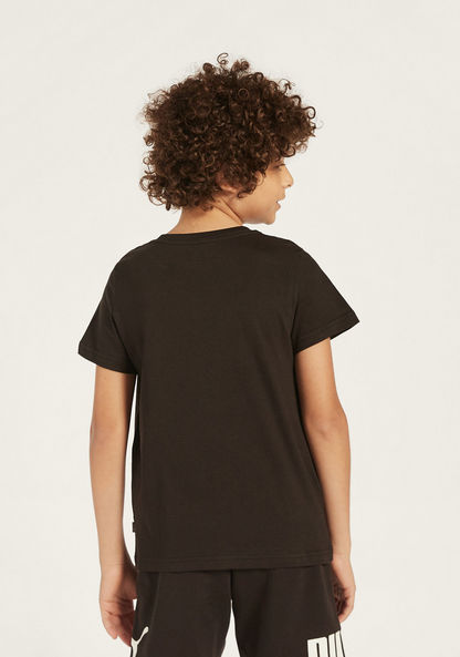 PUMA Logo Print Round Neck T-shirt with Short Sleeves-Tops-image-3