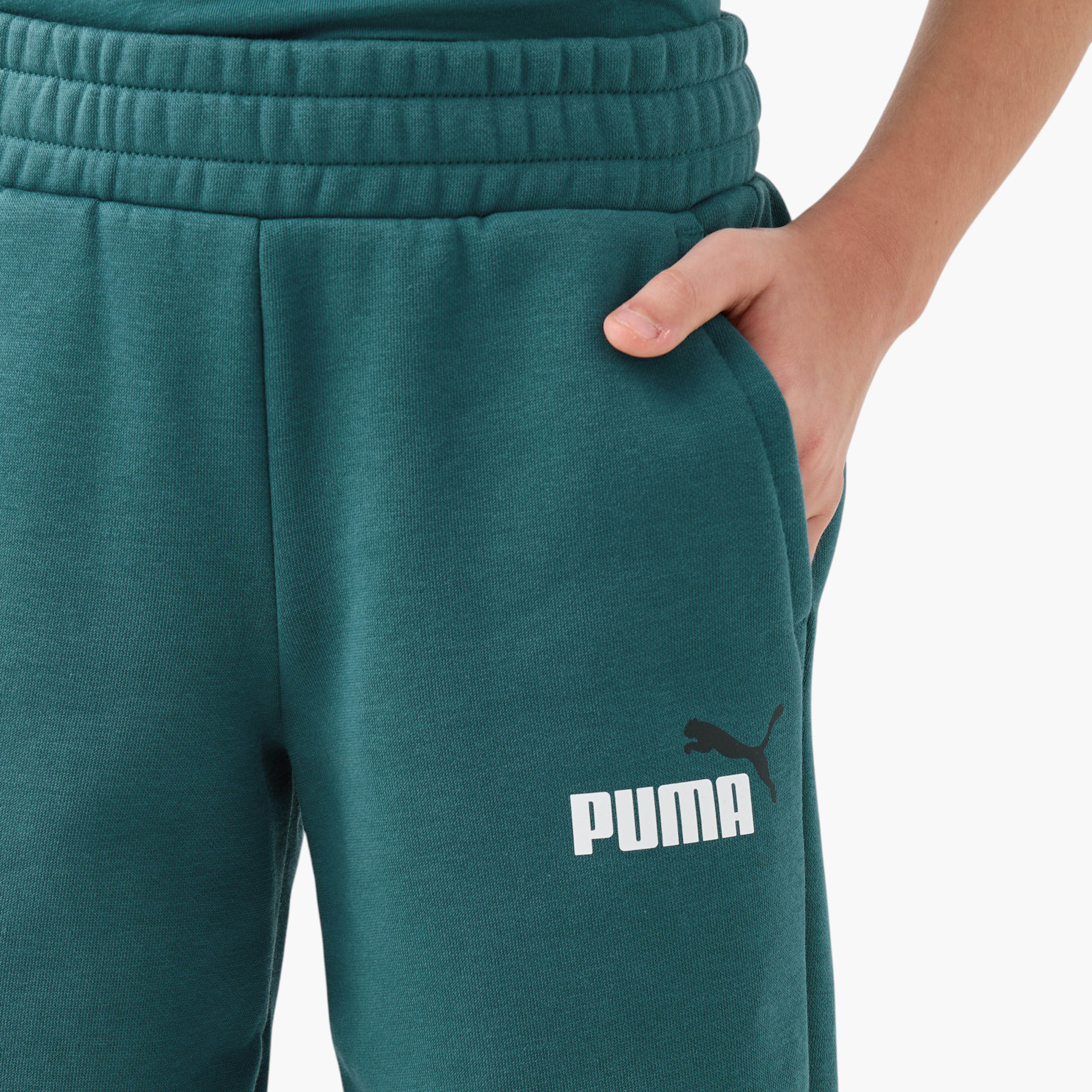 PUMA Logo Print Joggers with Elasticated Waistband and Pockets-boys-clothing-sportswear-bottoms-image-4