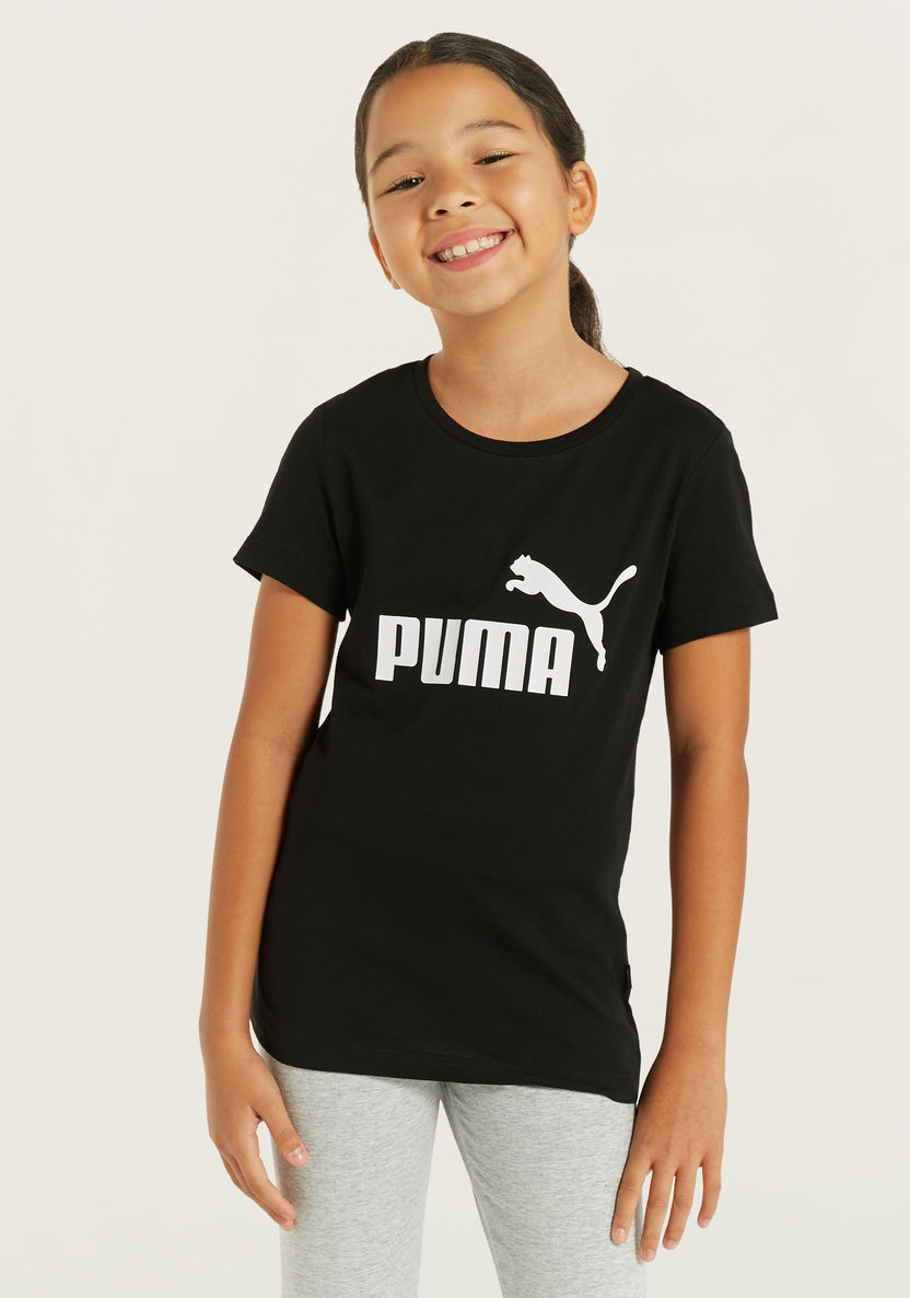 PUMA Logo Print T-shirt with Short Sleeves-Tops-image-0