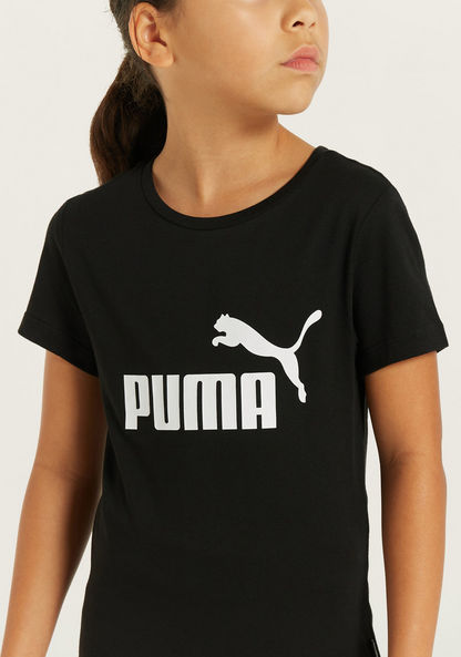 PUMA Logo Print T-shirt with Short Sleeves-Tops-image-2