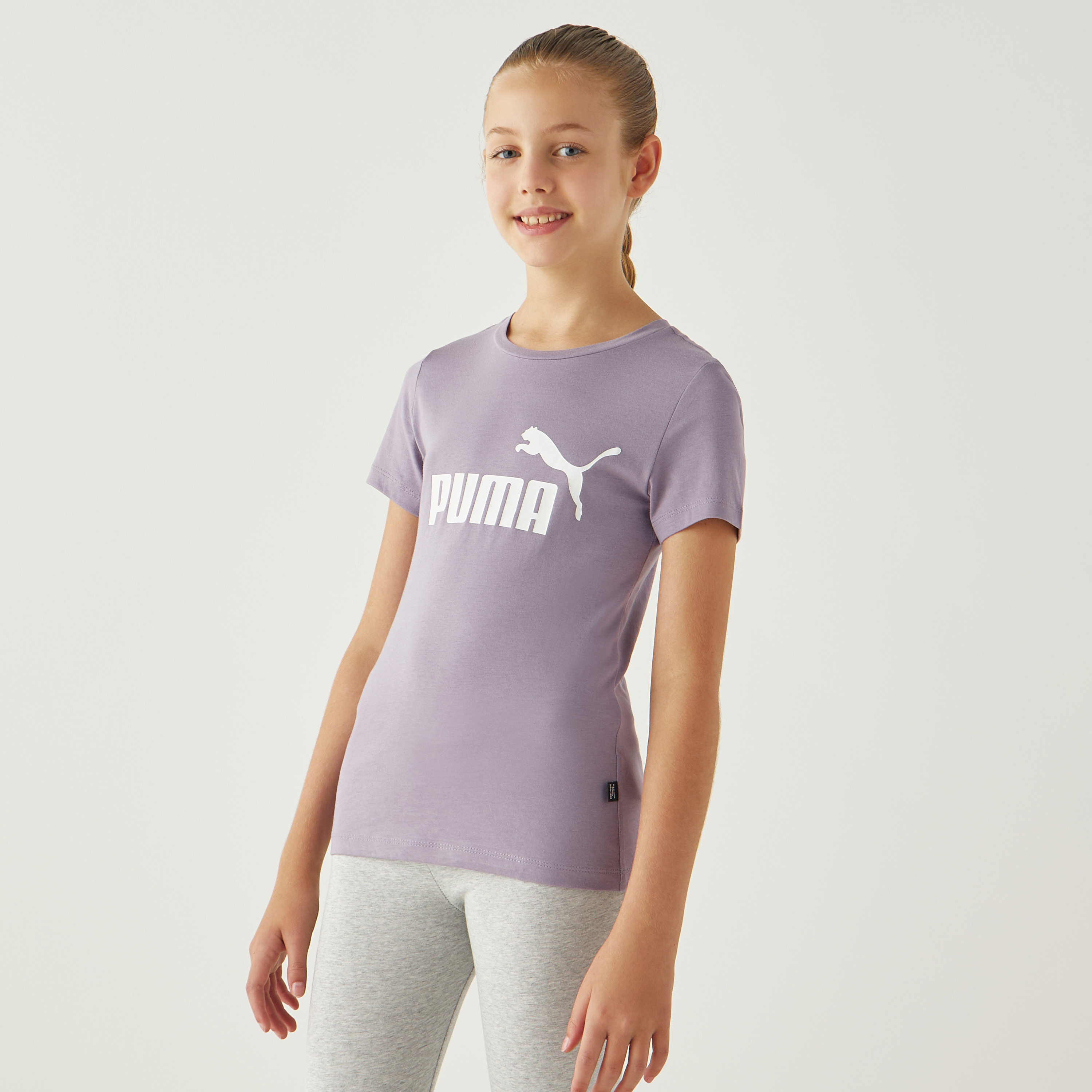 تيشيرت بياقة مستديرة وأكمام قصيرة وطبعات شعار من بوما-sports-girls-clothing-tops-image-1