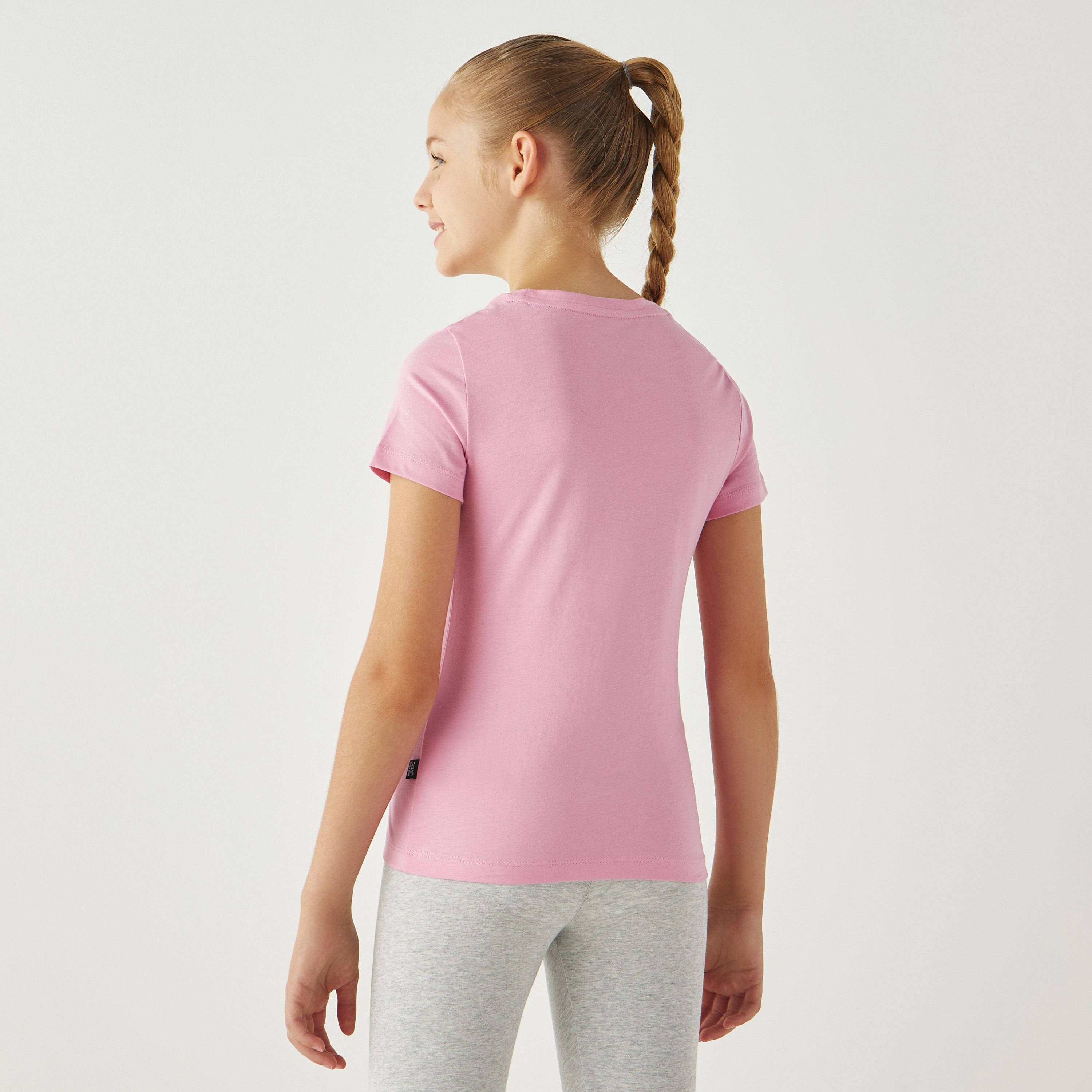PUMA Logo Print Round Neck T-shirt with Short Sleeves-sports-girls-clothing-tops-image-3