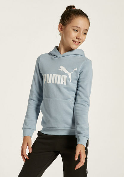 PUMA Logo Print Long Sleeves Sweatshirt with Hood and Pockets