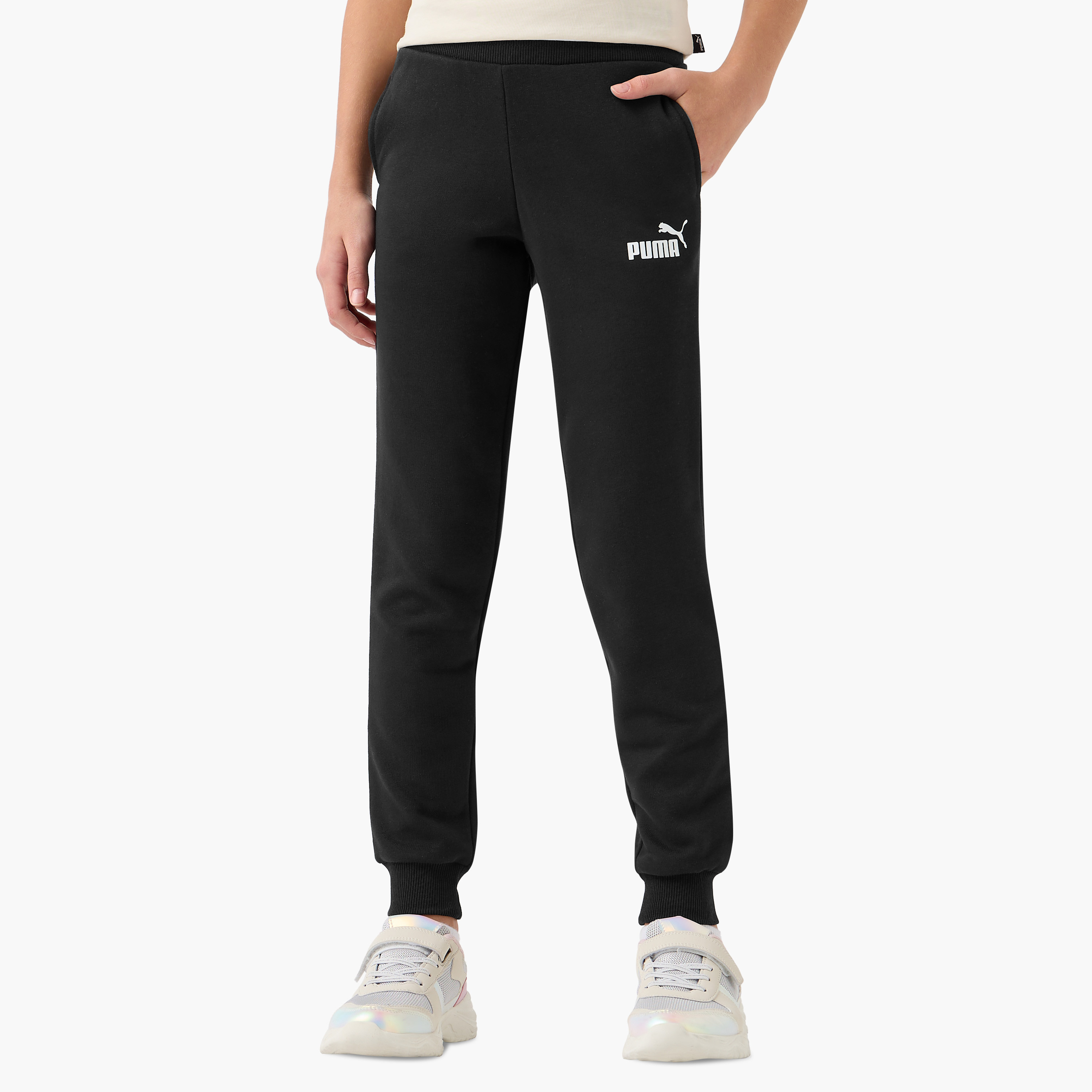 PUMA Logo Print Joggers with Elasticated Waistband and Pockets