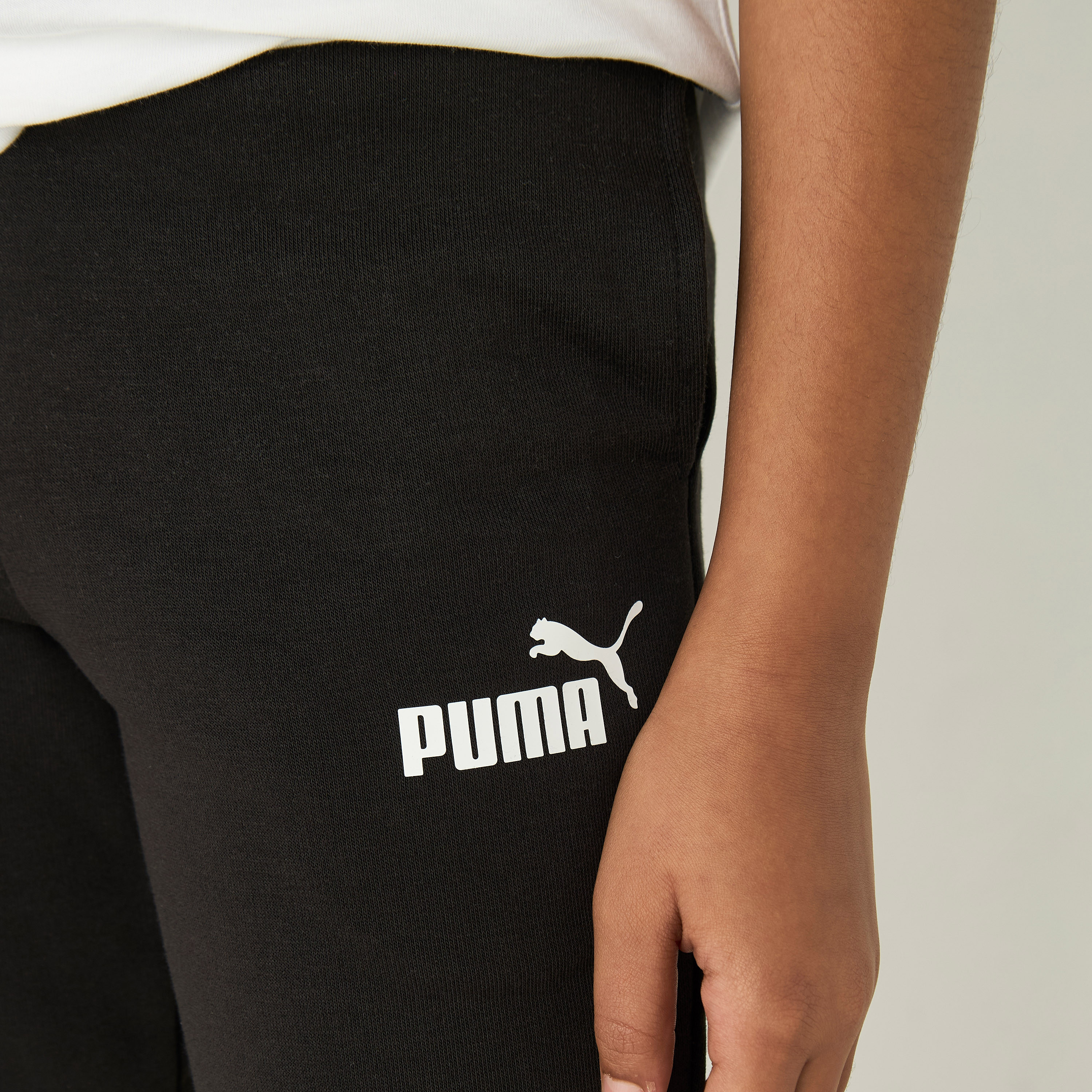PUMA Logo Print Joggers with Elasticated Waistband and Pocket-girls-clothing-sportswear-bottoms-image-4