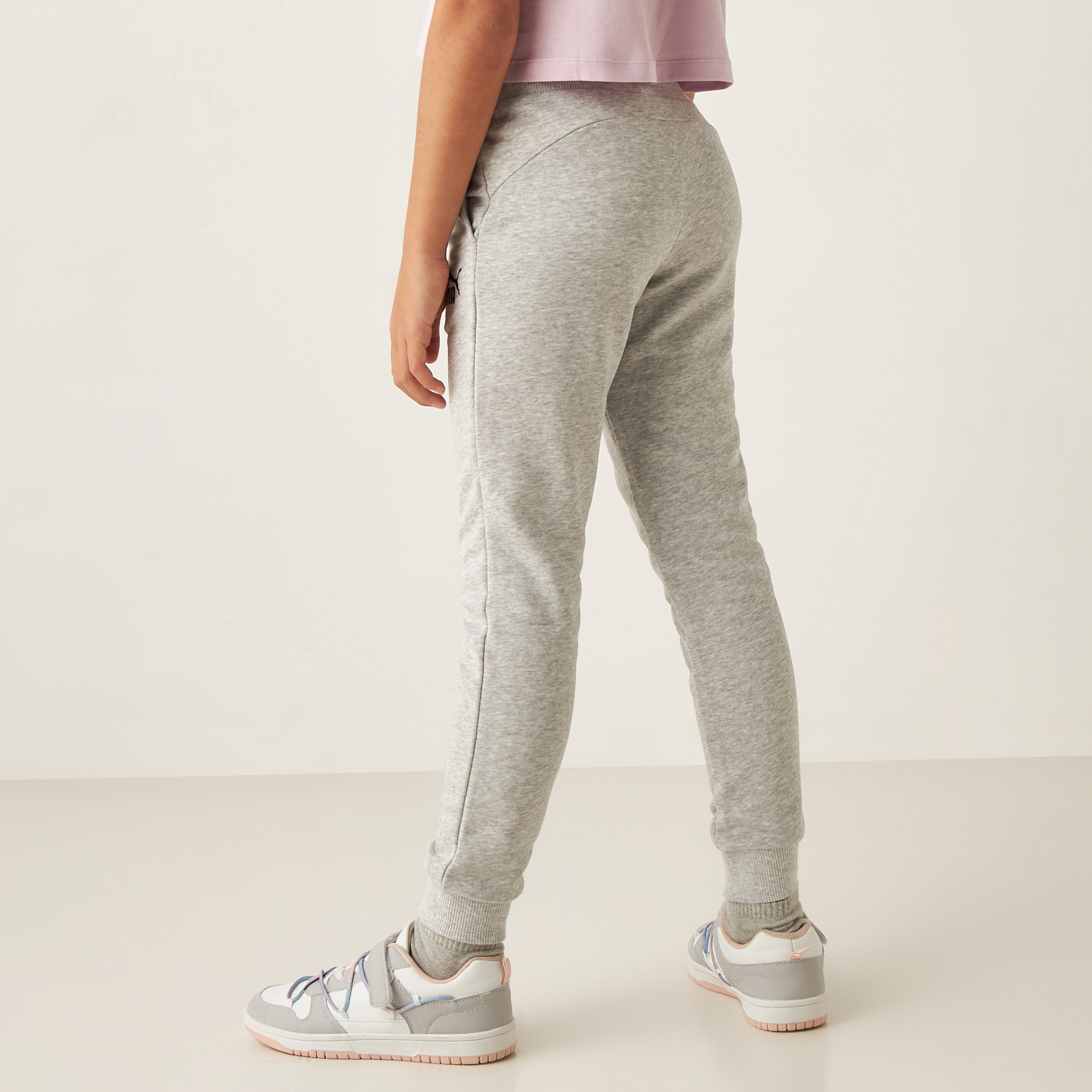 PUMA Logo Print Joggers with Elasticated Waistband and Pockets-girls-clothing-sportswear-bottoms-image-4