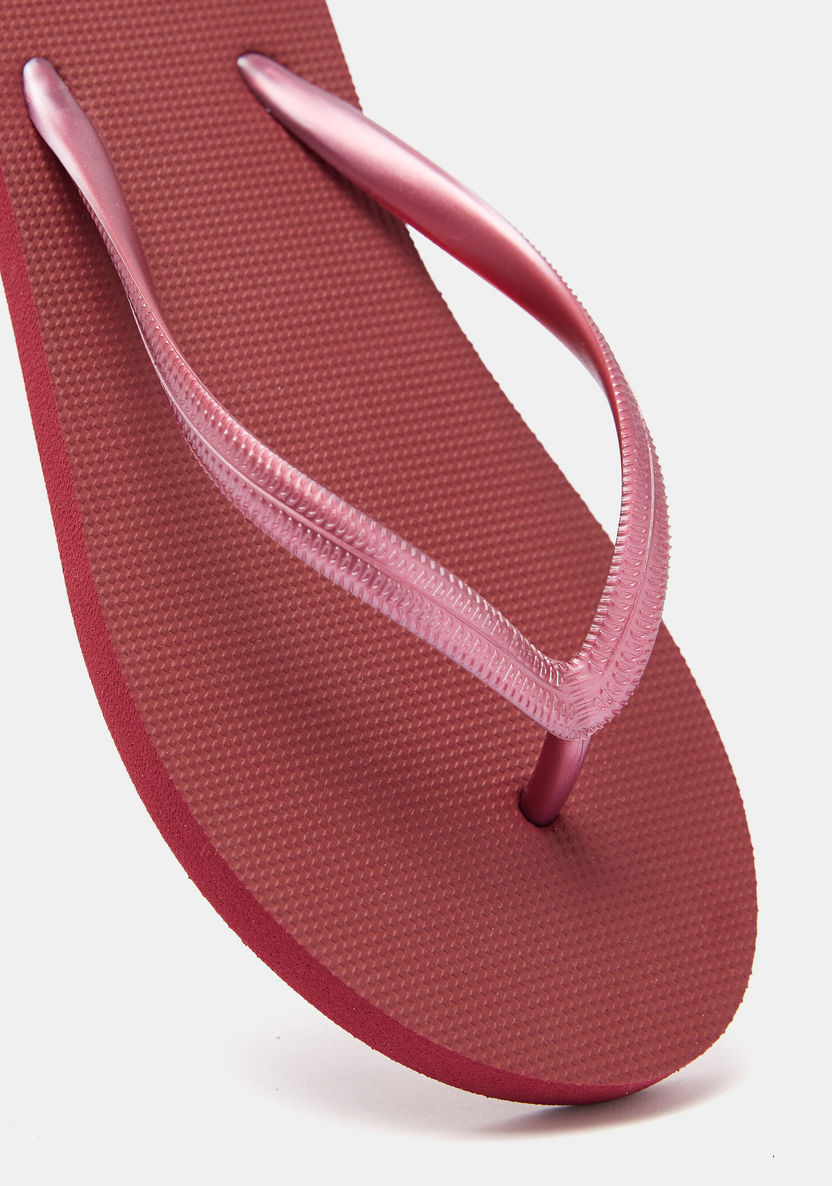 Textured Slip-On Thong Slippers-Women%27s Flip Flops & Beach Slippers-image-4