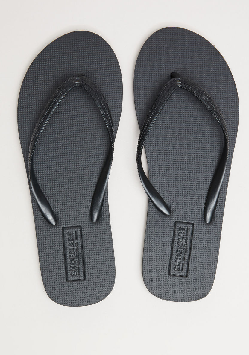 Textured Slip-On Thong Slippers-Women%27s Flip Flops & Beach Slippers-image-0