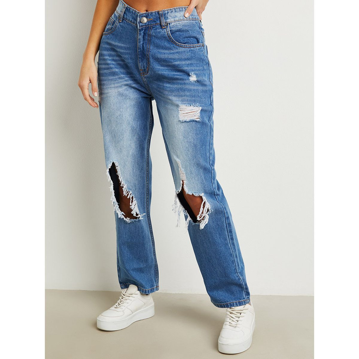 Styli Distressed High Waist Mom Jeans-women-clothing-bottoms-jeans-image-1