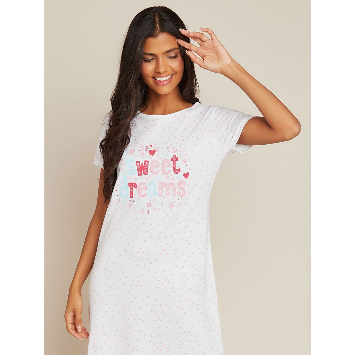 Styli Cotton Sweet Dreams AOP Sleep T-shirt Dress-women-clothing-nightwear-nighties-image-2