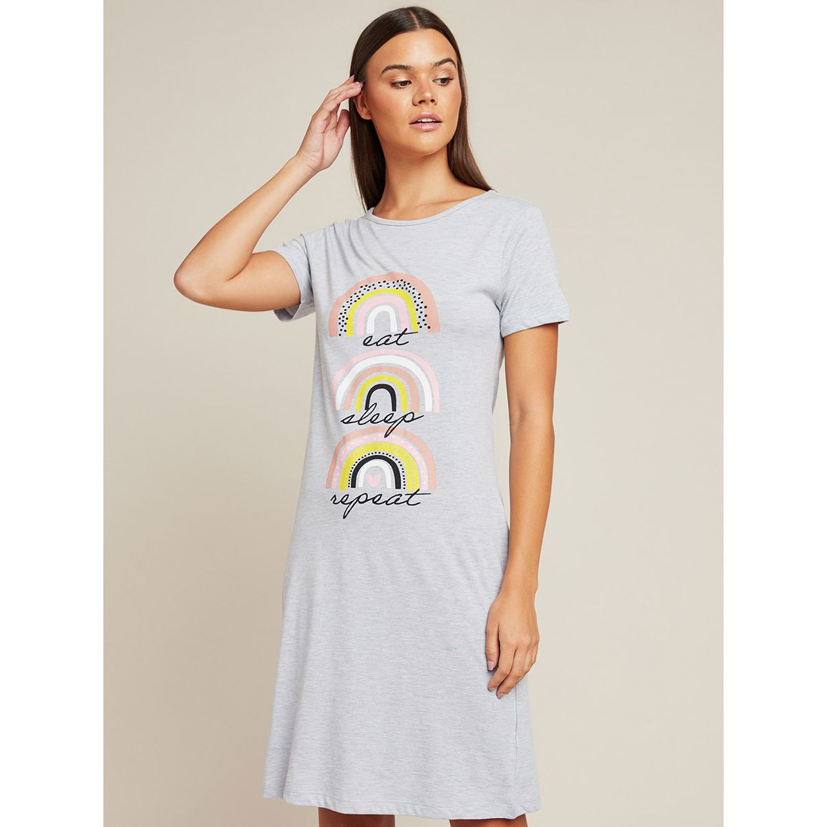 قميص نوم قطن مزين بطبعات من ستايلي-women-clothing-nightwear-nighties-image-1