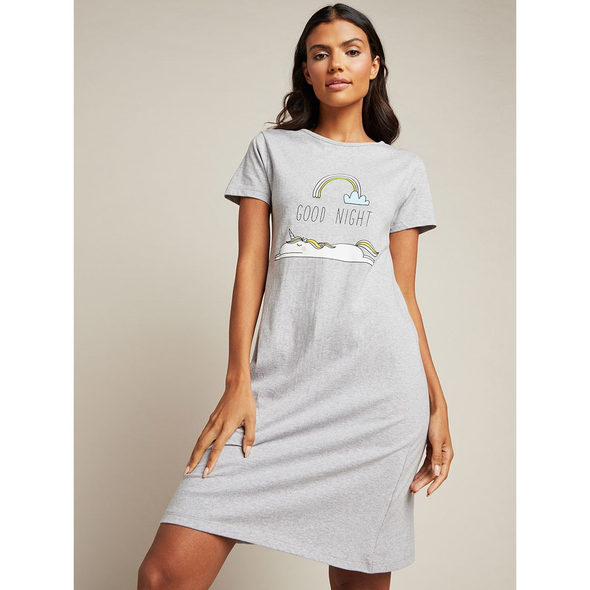 فستان قطن بنمط تيشيرت من ستايلي-women-clothing-nightwear-nighties-image-1