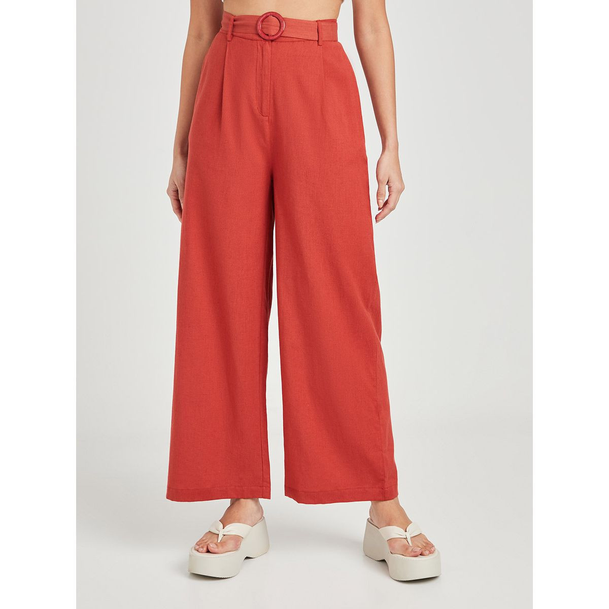 Styli Wide Leg Trouser with Belt and Side Pocket-women-clothing-bottoms-trousers-image-1