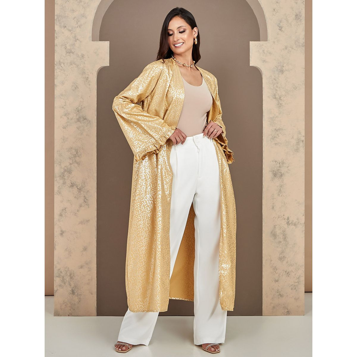 Styli Shimmer Detail Maxi Length Kimono-women-clothing-shirtsandblouses-blouses-image-1