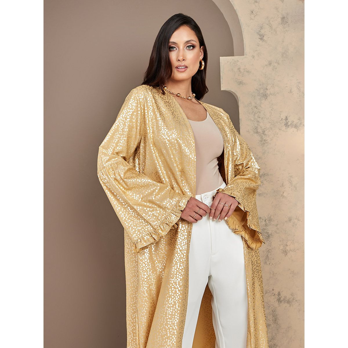 Styli Shimmer Detail Maxi Length Kimono-women-clothing-shirtsandblouses-blouses-image-2