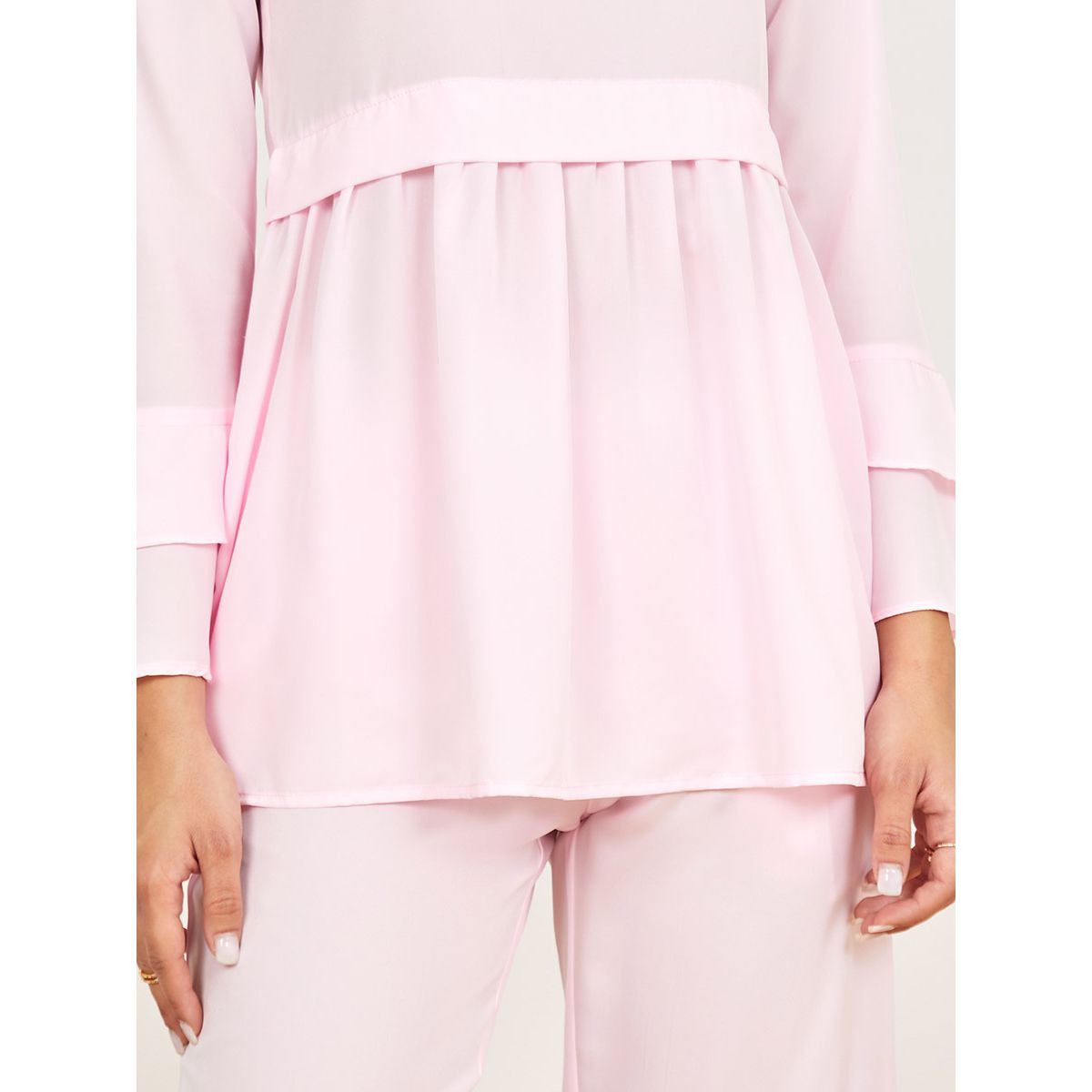 Styli Long Sleeves Round Neck Top and Trouser Co-Ord Set-women-clothing-coordsets-image-4