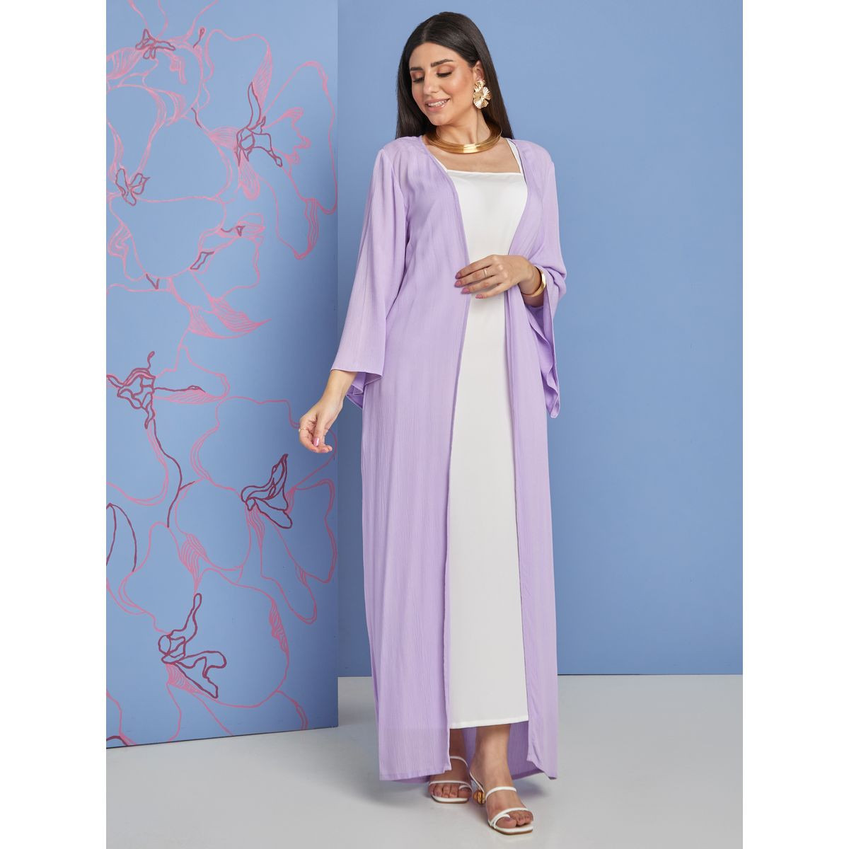 كيمونو طويل بتفاصيل بارزة الملمس من ستايلي-women-clothing-shirtsandblouses-blouses-image-1