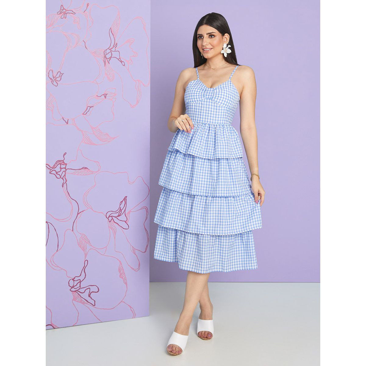 فستان ميدي مطبع بمربعات من ريد تايب-women-clothing-dresses-image-1