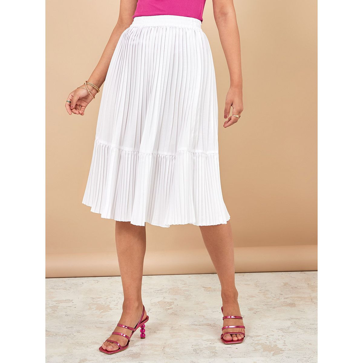 Styli Pleated A-Line Midi Skirt-women-clothing-skirts-image-1