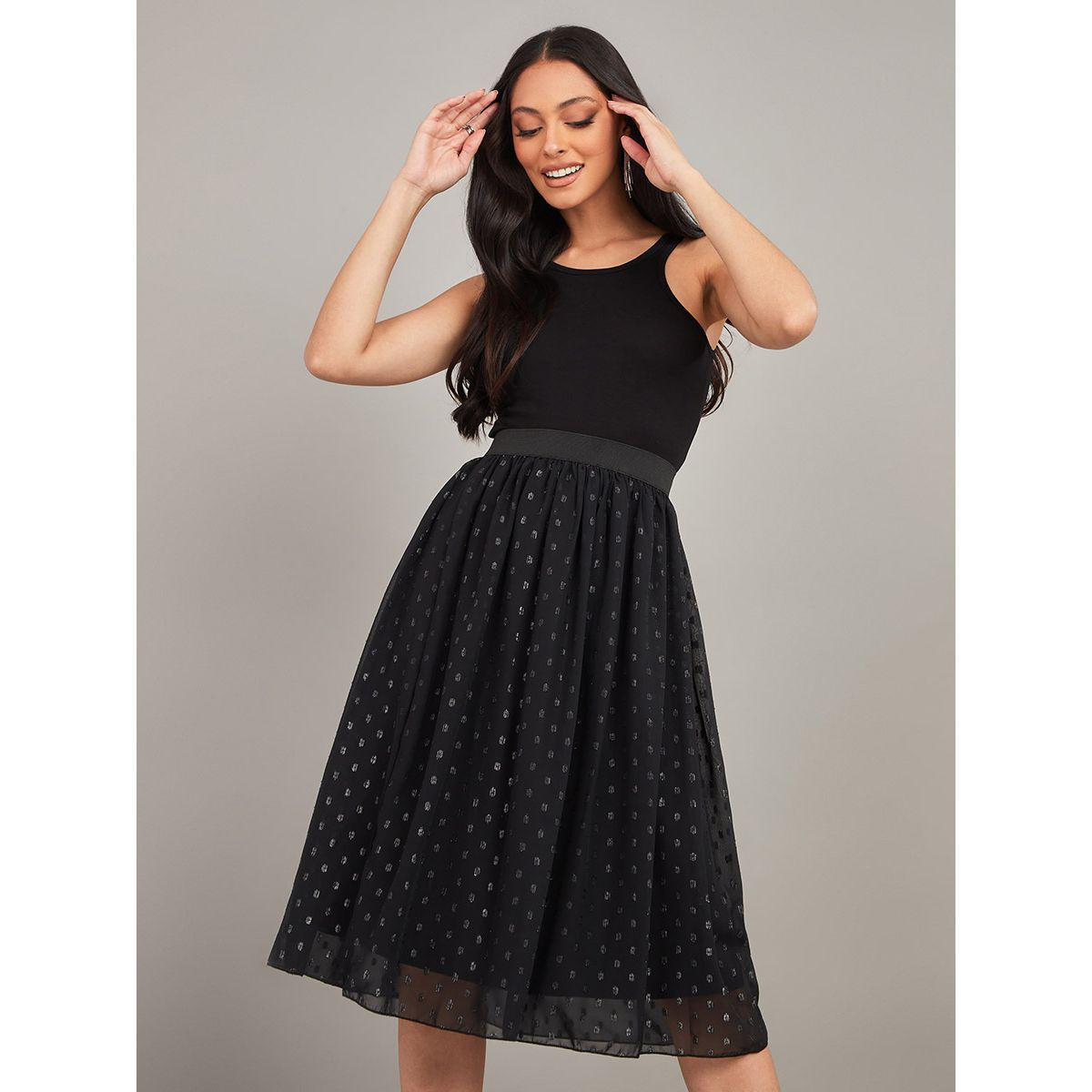Styli Elastic Waistband Printed A-Line Midi Skirt-women-clothing-trousers-image-1