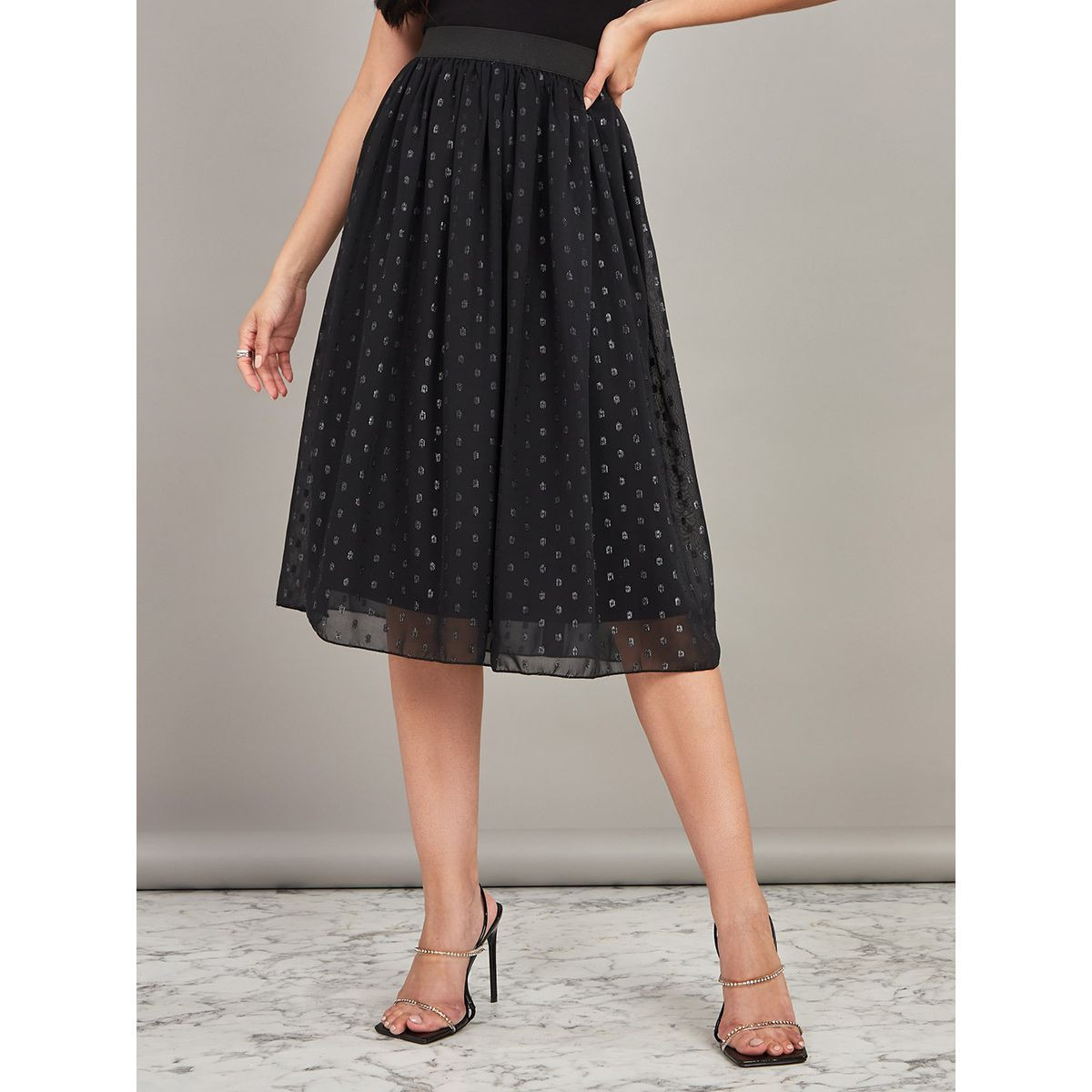 Styli Elastic Waistband Printed A-Line Midi Skirt-women-clothing-trousers-image-2