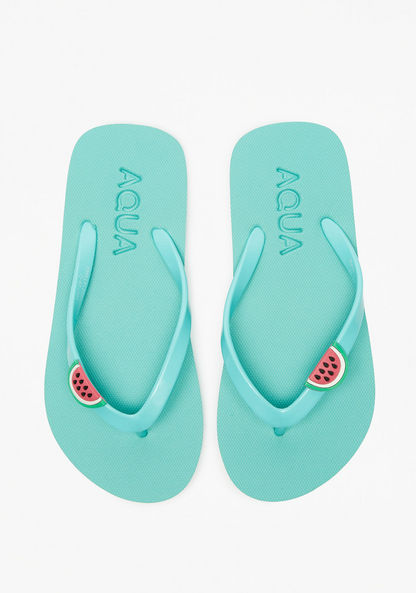 Aqua Watermelon Accent Slip-On Thong Slippers-Girl%27s Flip Flops & Beach Slippers-image-0