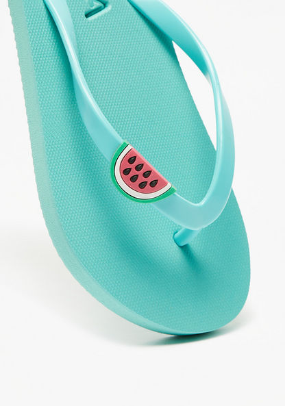 Aqua Watermelon Accent Slip-On Thong Slippers-Girl%27s Flip Flops & Beach Slippers-image-3