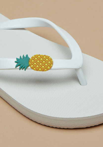 Aqua Pineapple Accented Flip Flops-Girl%27s Flip Flops & Beach Slippers-image-4